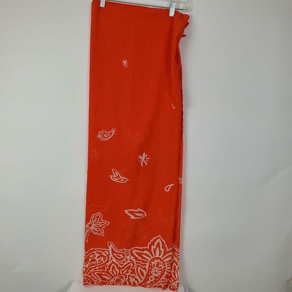 Estee Lauder Accessories - Estee Lauder Women's Orange Semi Sheer Floral Sarong Wrap‎ Scarf